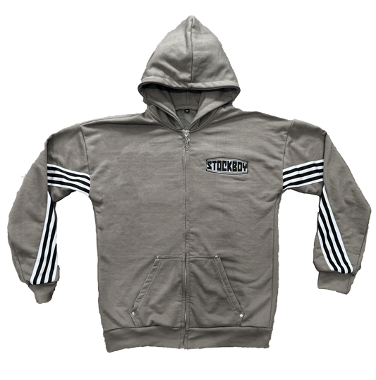 StockBoy Gray Striped Zip-Up