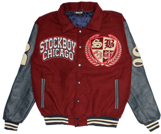 StockBoy Maroon & Navy Varsity Jacket