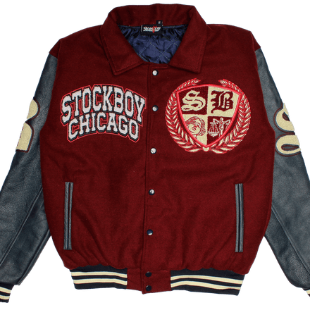 StockBoy Maroon & Navy Varsity Jacket