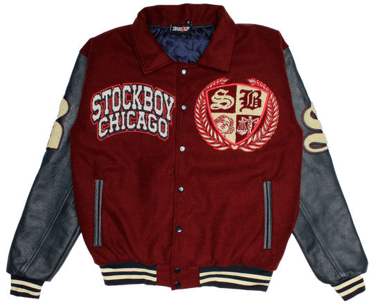 StockBoy Maroon & Navy Varsity Jacket